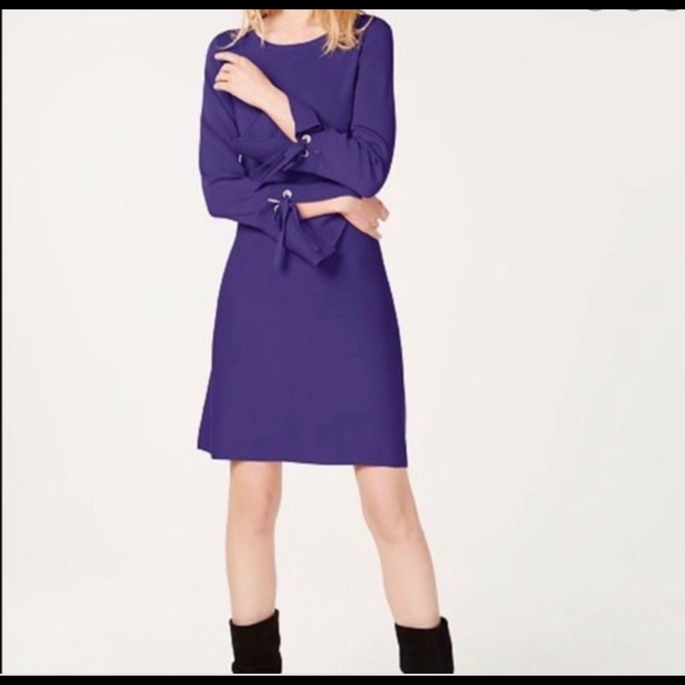 NWT INC Grommet Bell Sleeve Purple Sweater Dress